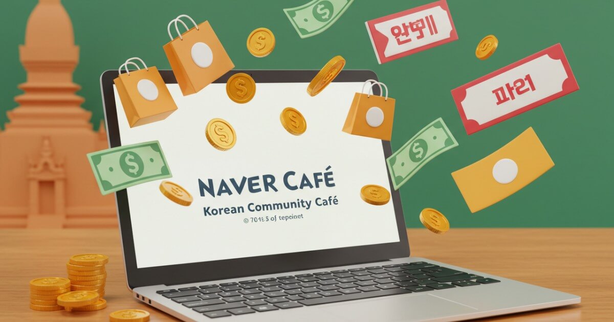 네이버 카페 화면이 있는 노트북