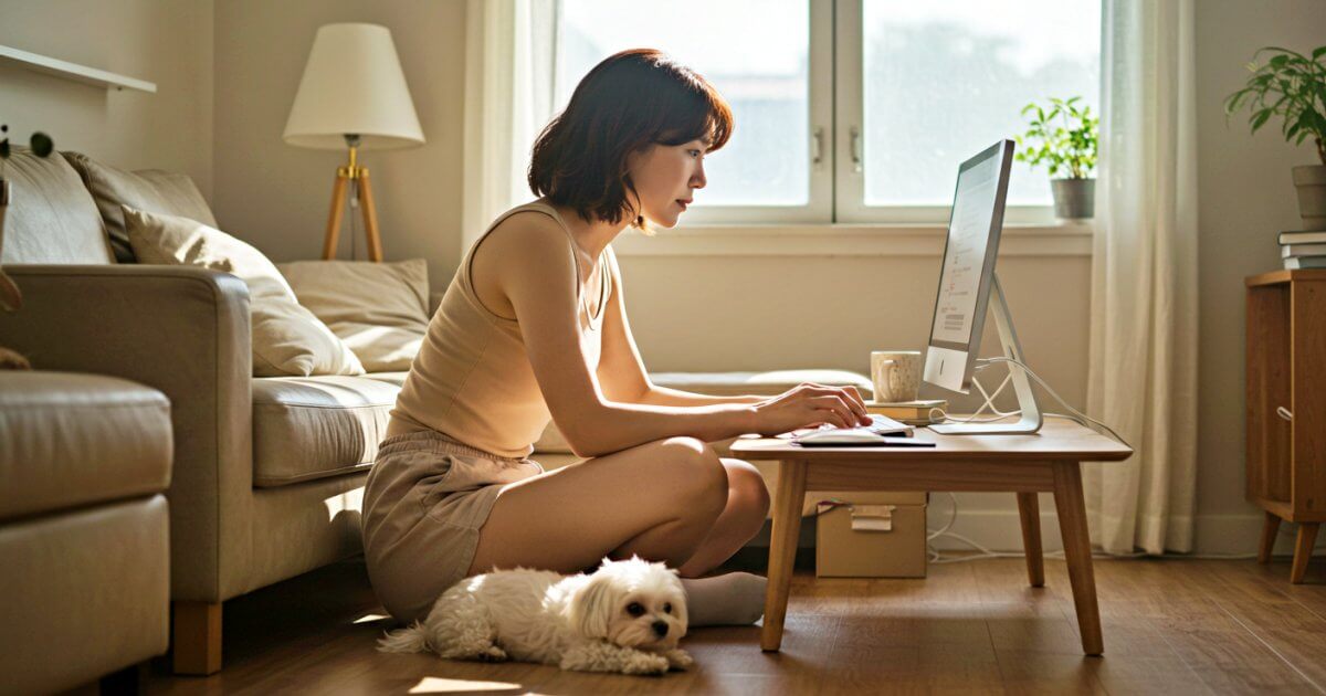 집안에서 일을 하는 네이버 인플루언서 여성