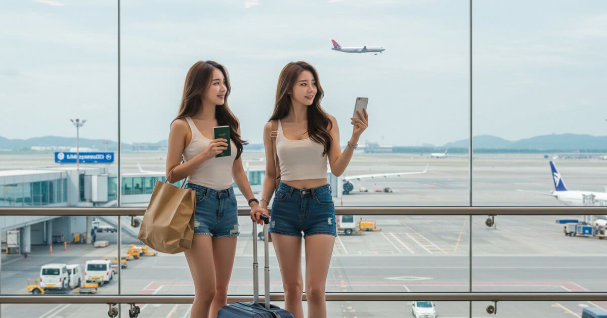 해외여행자보험 가입 후 여행을 떠나는 두명의 여성