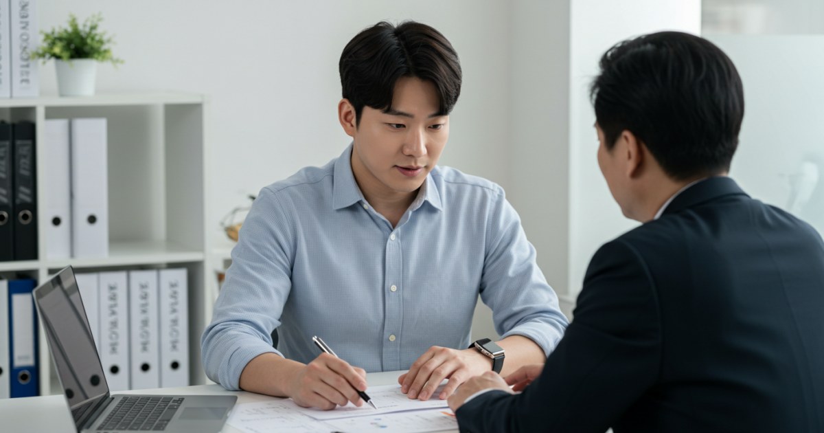 남자 소자본 창업 상담하는 모습