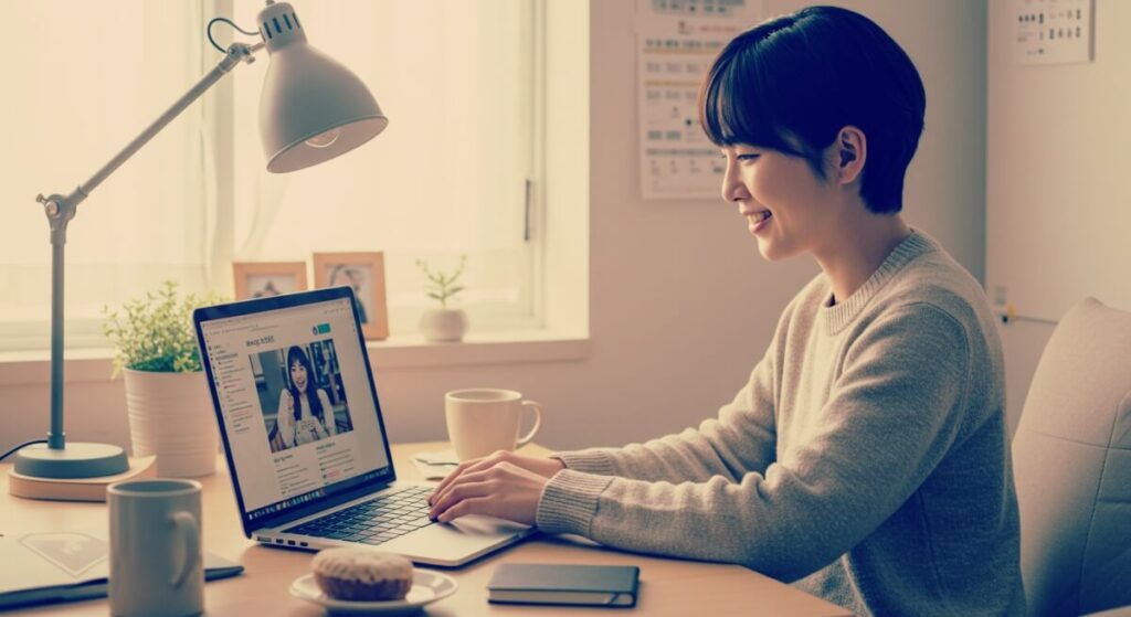네이버 쇼핑 커넥트 접속 중인 여성 블로거 