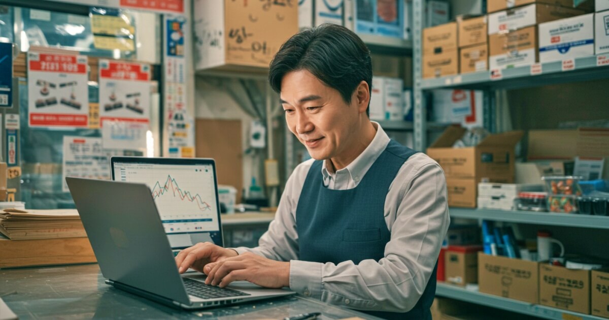 정부지원 대환대출 검색 중인 남성